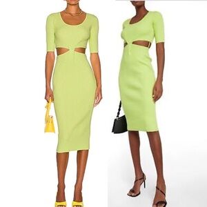 Jonathan Simkhai Collette Lemongrass Cutout Rib Knit Midi Dress